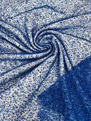 Beaded Mesh 3D Fabric - Royal Blue - Beaded Lace Mesh Fabric Embroidered with Small Sequins Sold By Yard
