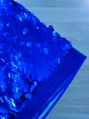 Oval Jumbo Paillette Sequins - Royal Blue - Big Oval Paillette Sequins Design Fabric By Yard