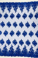 Flower 3D Corded Fabric - Royal Blue - Lace Mesh Fabric Embroidered Floral Design by Yard