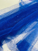 Sparkle Tulle Glitter Fabric - Royal Blue - Tulle Fabric with Sparkle Glitter Sold By Yard