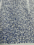 Rhinestone Glitter Mesh Fabric - Royal Blue - Shiny Glitter Mesh Rhinestone Detail Fabric by Yard