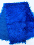 60" Solid Shaggy Faux Fur - Royal Blue - Long Pile Luxury Shaggy Soft Faux Fur Fabric By Yard
