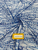 Tulle Glitter Galaxy Design Fabric - Royal Blue - Tulle Fabric with Sparkle Glitter Design Sold By Yard