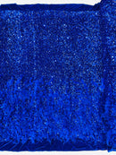 Feather Sequin Velvet Fabric - Royal Blue - 5mm Sequins Velvet 2 Way Stretch 58/60" Fabric By Yard