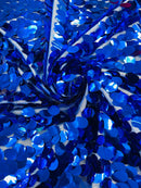 Oval Jumbo Paillette Sequins - Royal Blue - Big Oval Paillette Sequins Design Fabric By Yard