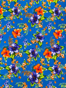 Hawaiian Floral Print Fabric - Royal Blue - 45" Hibiscus Tropical Flower Cotton Fabric by Yard (Copy)