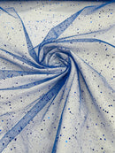 Sparkle Tulle Glitter Fabric - Royal Blue - Tulle Fabric with Sparkle Glitter Sold By Yard