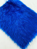 60" Solid Shaggy Faux Fur - Royal Blue - Long Pile Luxury Shaggy Soft Faux Fur Fabric By Yard