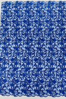 Flower Plant Sequins Fabric - Royal Blue - Embroidered Sequins On Flower Pattern Lace By Yard