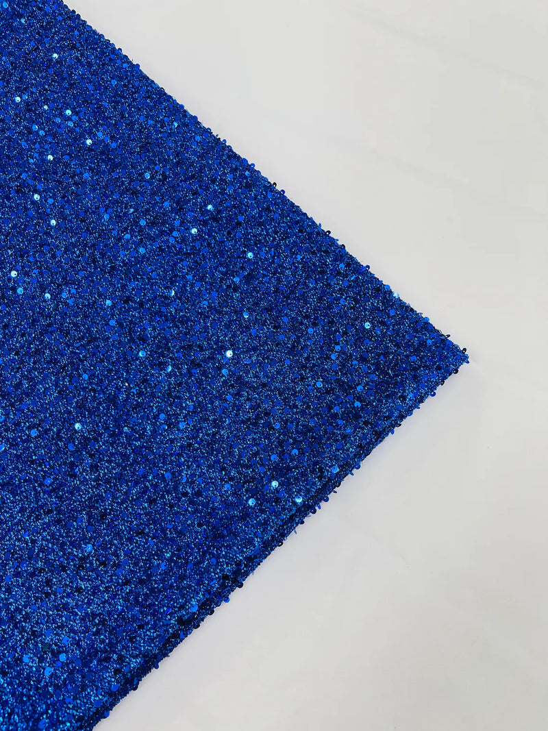 Metallic Foil Sequins - Royal Blue - 2 Way Stretch Spandex with 5mm Sequins Fabric by yard