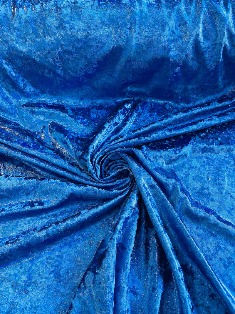 Foggy Foil Velvet Fabric - Royal Blue - Oil Slick 58/60" Stretch Foil Velvet Fabric By Yard