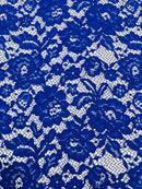 Corded Floral Plant Fabric - Royal Blue - Floral Corded Lace Flower Fabric Sold By Yard