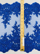 15" Floral Metallic Pattern Lace Table Runner - Metallic Table Runner Sold By Yard