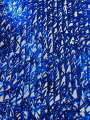 Sword Shaped Sequins - Royal Blue - Hanging Solid Sequins On Mesh Fabric By Yard