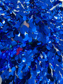Oval Jumbo Paillette Sequins - Royal Blue - Big Oval Paillette Sequins Design Fabric By Yard