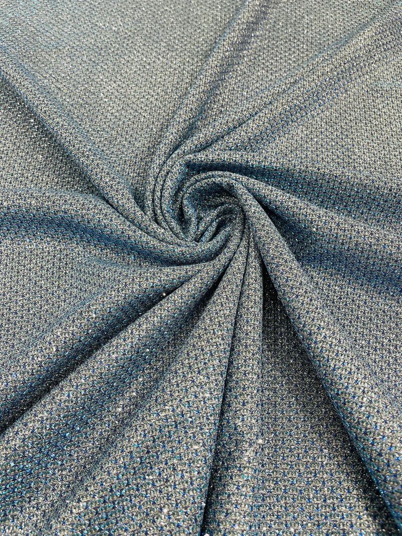 Shimmer Diamond Glitter Fabric - Royal Blue - Luxury Sparkle Stretch Fabric Sold By Yard