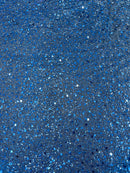 Sparkle Glitter Beaded Fabric - Royal Blue - Shimmer Stretch Glitter Fabric with Beads and Sequins Sold By Yard