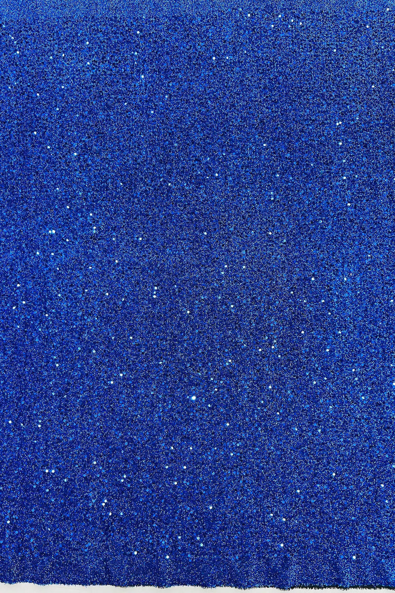 Metallic Foil Sequins - Royal Blue - 2 Way Stretch Spandex with 5mm Sequins Fabric by yard