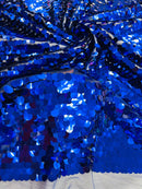 Circle Paillette Sequins - Royal Blue - Large Round Paillette Sequins Design Fabric By Yard