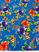 Hawaiian Floral Print Fabric - Royal Blue - 45" Hibiscus Tropical Flower Cotton Fabric by Yard (Copy)