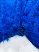 60" Solid Shaggy Faux Fur - Royal Blue - Long Pile Luxury Shaggy Soft Faux Fur Fabric By Yard