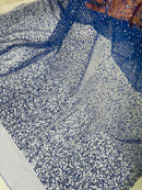 Rhinestone Glitter Mesh Fabric - Royal Blue - Shiny Glitter Mesh Rhinestone Detail Fabric by Yard