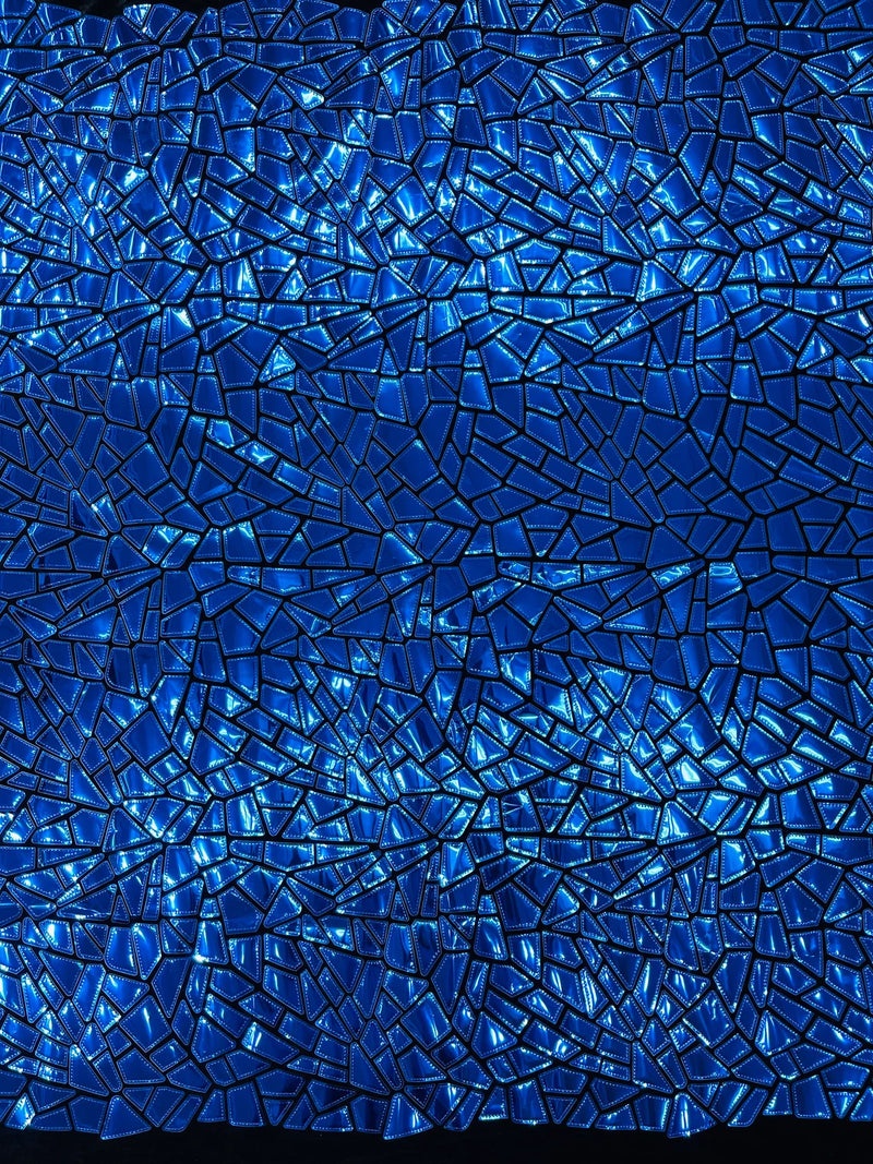 Mirror Sequins Velvet - Royal Blue - Shiny Mirror Cut Sequins on Velvet By Yard