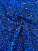 Metallic Foil Sequins - Royal Blue - 2 Way Stretch Spandex with 5mm Sequins Fabric by yard