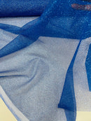 Glitter Lace Mesh Fabric - Royal Blue - Shimmer Glitter Dot Design on Mesh Lace By Yard