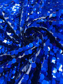 Circle Paillette Sequins - Royal Blue - Large Round Paillette Sequins Design Fabric By Yard