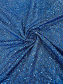Sparkle Glitter Beaded Fabric - Royal Blue - Shimmer Stretch Glitter Fabric with Beads and Sequins Sold By Yard