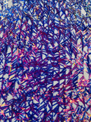 Sword Shaped Sequins - Royal Blue - Hanging Iridescent Sequins On Mesh Fabric By Yard