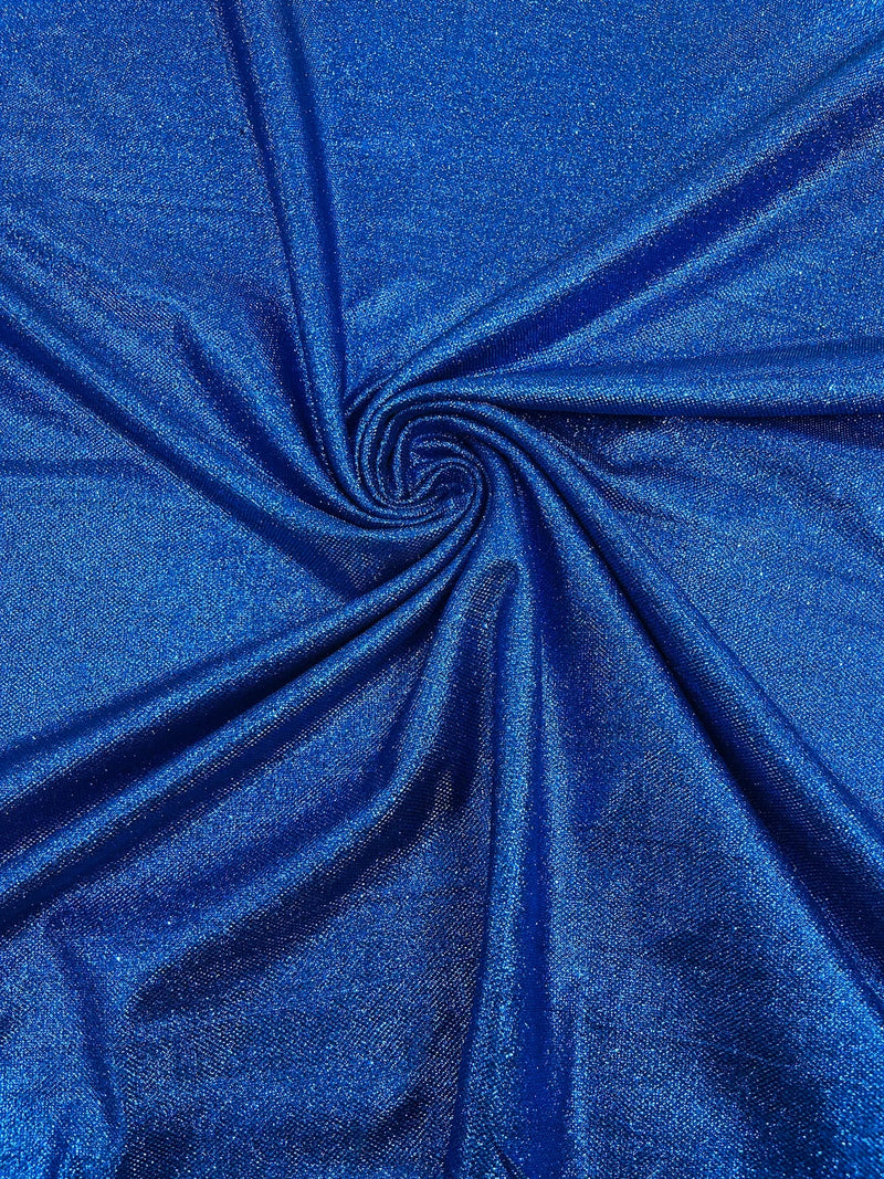 Shimmer Glitter Fabric - Royal Blue on Black - Luxury Sparkle Stretch Solid Fabric Sold By Yard