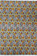 Multi-Color Flower Fabric - Royal Blue / Yellow / Red - Embroidered Floral Design Lace Fabric By Yard