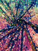 Circle Paillette Sequins - Iridescent Royal - Large Round Paillette Sequins Design Fabric By Yard