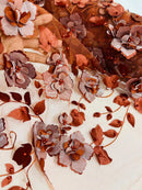 3D Orquidia Floral Lace - Rust Orange - Beautiful Orchid Flower Fabric on Mesh by Yard