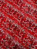 Red Silver Glitter Snake Design Shattered Glass Nylon Spandex Fabric By Yard, Snake Flocking Hologram, Glitter Snake Nylon Spandex