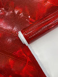 Viper Snake Holographic Embossed PVC, Snake Vinyl Fabric By The Yard DIY Upholstery Accessories Applications Iridescent Snake