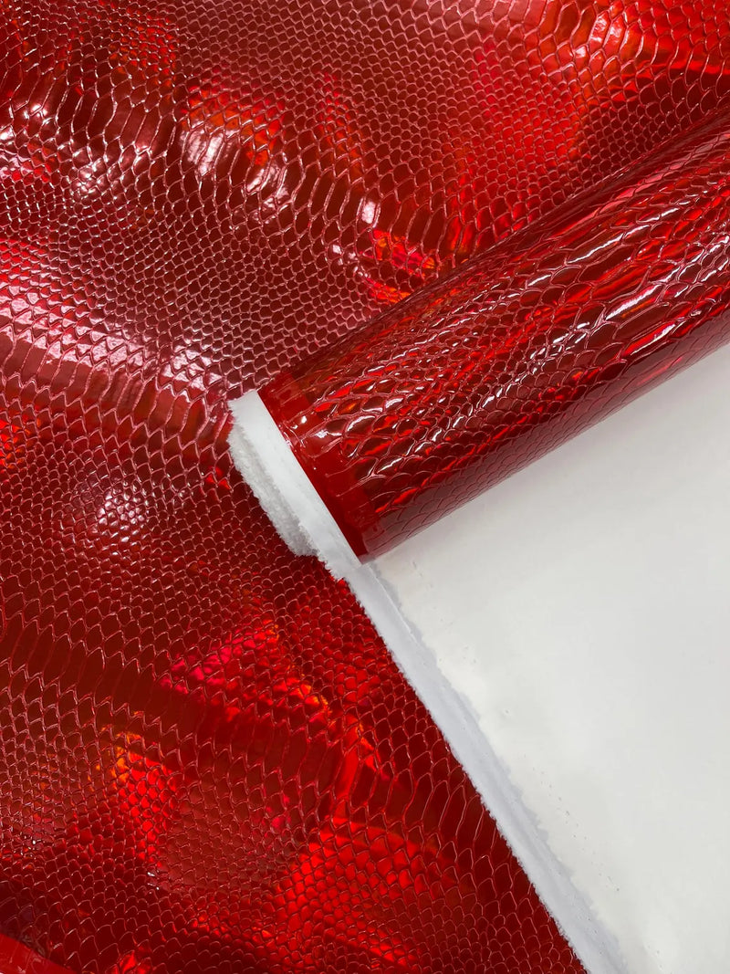 Viper Snake Holographic Embossed PVC, Snake Vinyl Fabric By The Yard DIY Upholstery Accessories Applications Iridescent Snake