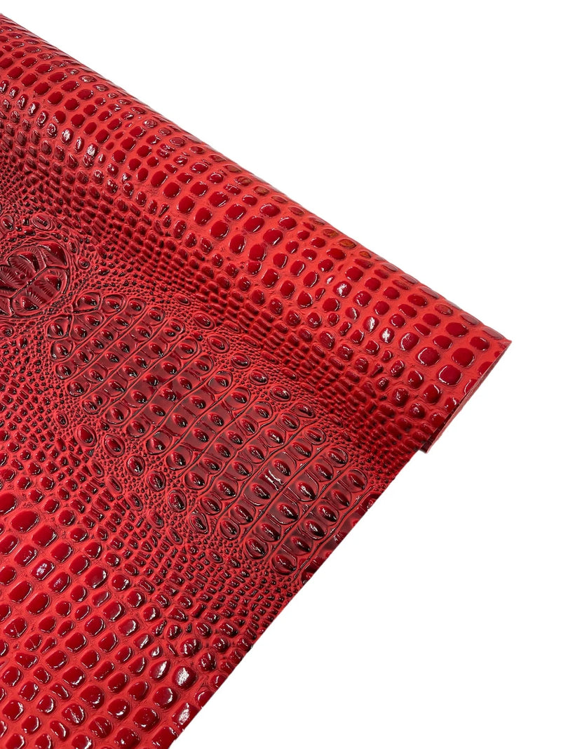 Gator 3D Embossed Vinyl Fabric Faux Fake Leather Vinyl Fabric, Embossed Crocodile Fabric By The Yard Upholstery Purses Shoes