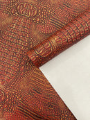 Caiman Gator Vinyl - Upholstery Faux Leather Vinyl Fabric by the Yard, Embossed Gator Caiman Fabric Upholstery