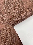 Caiman Gator Vinyl - Upholstery Faux Leather Vinyl Fabric by the Yard, Embossed Gator Caiman Fabric Upholstery