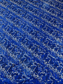 Royal Blue Silver Glitter Snake Design Shattered Glass Nylon Spandex Fabric By Yard, Snake Flocking Hologram, Glitter Snake Nylon Spandex