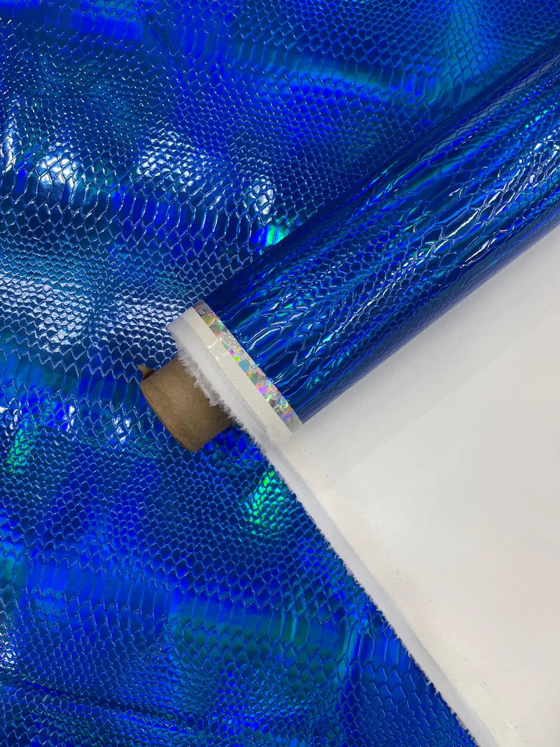 Viper Snake Holographic Embossed PVC, Snake Vinyl Fabric By The Yard DIY Upholstery Accessories Applications Iridescent Snake