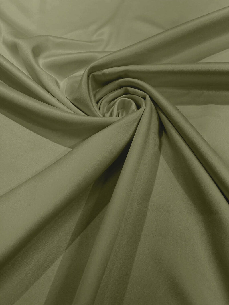 Matte L'Amour Stretch Satin - Sage - Stretch Satin Fabric For Bridal, Prom Dress Sold By Yard