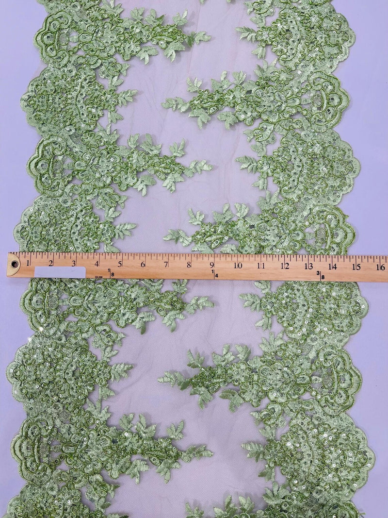 15" Floral Metallic Pattern Lace Table Runner - Metallic Table Runner Sold By Yard