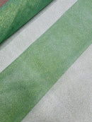 Glitter Lace Mesh Fabric - Sage Green - Shimmer Glitter Dot Design on Mesh Lace By Yard