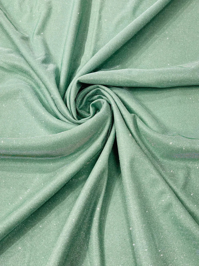 Shimmer Glitter Fabric - Sage Green - Luxury Sparkle Stretch Solid Fabric Sold By Yard