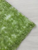 Flower Metallic Lace Fabric - Sage Green - Corded Floral Sequins Design Fabric Embroidered on Lace by Yard