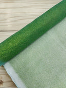 Glitter Lace Mesh Fabric - Sage Green - Shimmer Glitter Dot Design on Mesh Lace By Yard